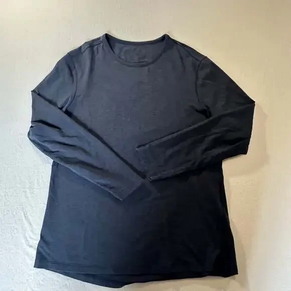 Lululemon Men's Large Long sleeve Crewneck T-Shirt Heather Blue athletic work - Picture 6 of 9
